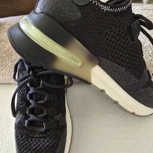 Ash Black Knit Sneakers with White and Silver Accents